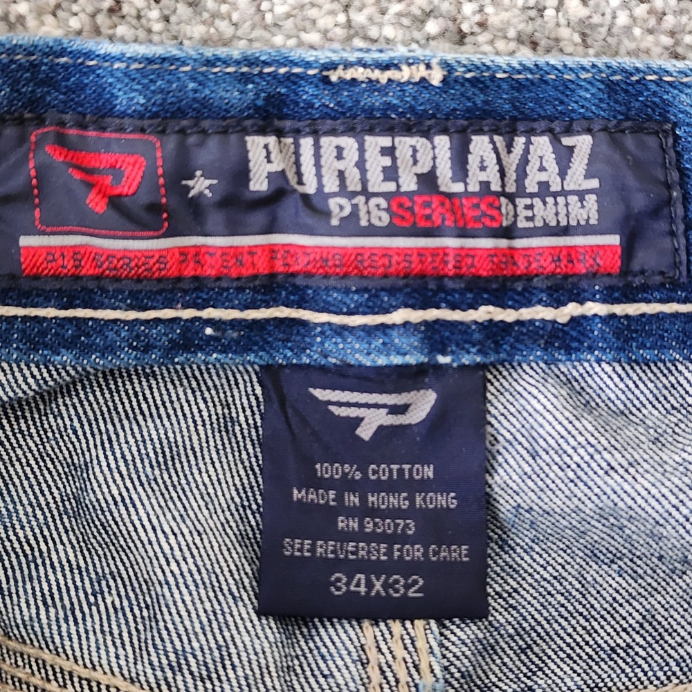Pure Playaz Carpenter Jeans Mens 34x32 Baggy Y2K P18‎ Series Wide Leg Denim GUC - Picture 9 of 16